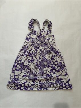 Tea Collection Purple and White Floral Sundress with Ruffle Straps